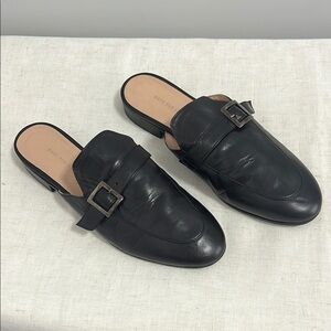 Made for Italic Women’s Leather Black Buckle Detail Mule Loafers size 41 ( 9.5)